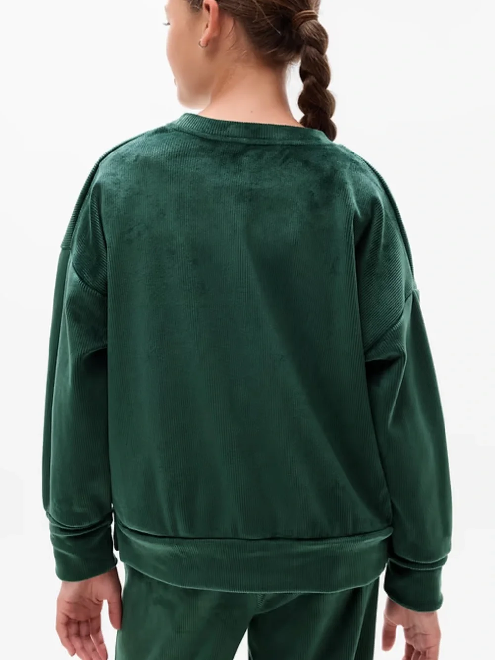 Athleta Girl Cozy Rib Pine Green Crewneck Sweatshirt Size XS/6